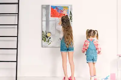 Magnetisk whiteboard i beton og oliven