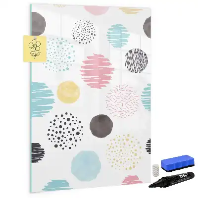 Magnetisk whiteboard med farverige cirkler