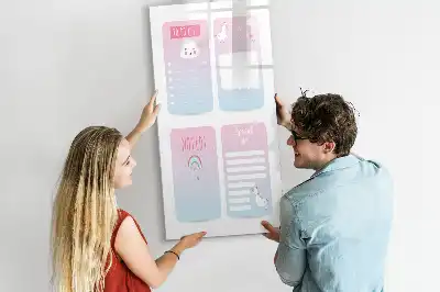 Magnetisk whiteboard med enhjørninge-motiv tørresletbar planlægningstavle