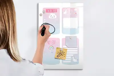 Magnetisk whiteboard med enhjørninge-motiv tørresletbar planlægningstavle