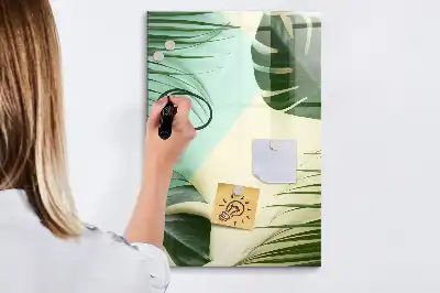 Tropisk monstera magnetisk opslagstavle med tørreslette