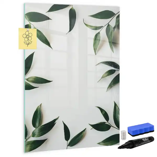 Magnetisk whiteboard med ramme af grønne blade
