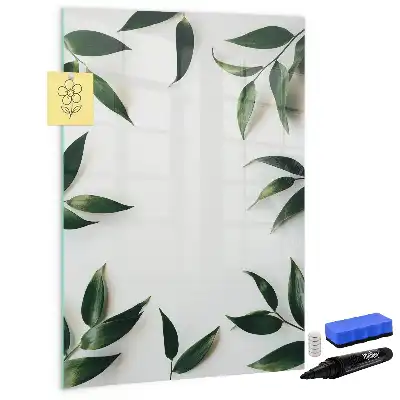 Magnetisk whiteboard med ramme af grønne blade