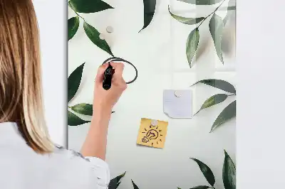 Magnetisk whiteboard med ramme af grønne blade