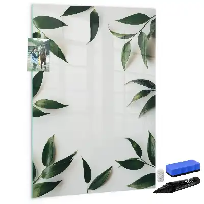 Magnetisk whiteboard med ramme af grønne blade
