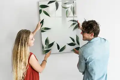 Magnetisk whiteboard med ramme af grønne blade