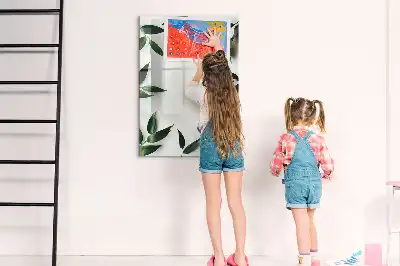 Magnetisk whiteboard med ramme af grønne blade