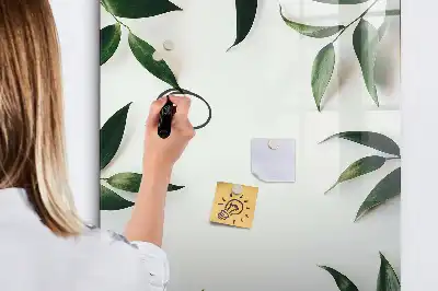 Magnetisk whiteboard med ramme af grønne blade