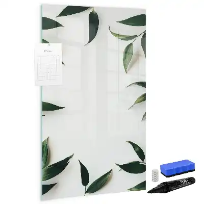 Magnetisk whiteboard med ramme af grønne blade