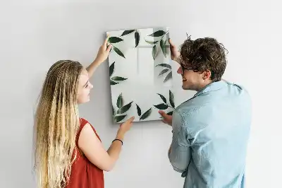 Magnetisk whiteboard med ramme af grønne blade