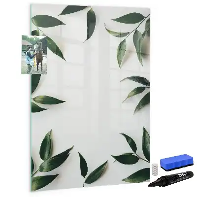 Magnetisk whiteboard med ramme af grønne blade