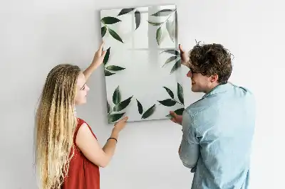 Magnetisk whiteboard med ramme af grønne blade