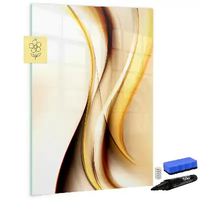Magnetisk whiteboard med gyldent bølgeabstrakt motiv