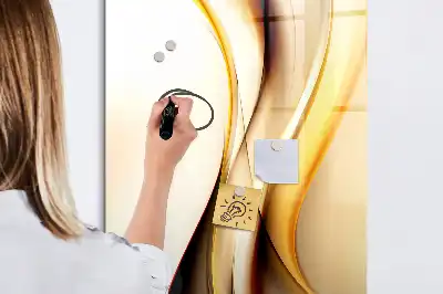 Magnetisk whiteboard med gyldent bølgeabstrakt motiv