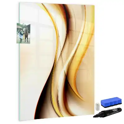 Magnetisk whiteboard med gyldent bølgeabstrakt motiv