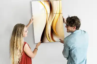 Magnetisk whiteboard med gyldent bølgeabstrakt motiv
