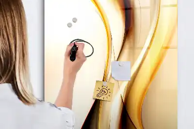 Magnetisk whiteboard med gyldent bølgeabstrakt motiv