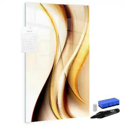 Magnetisk whiteboard med gyldent bølgeabstrakt motiv