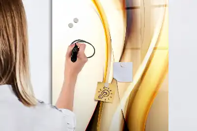 Magnetisk whiteboard med gyldent bølgeabstrakt motiv