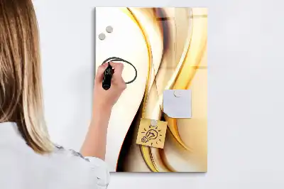 Magnetisk whiteboard med gyldent bølgeabstrakt motiv