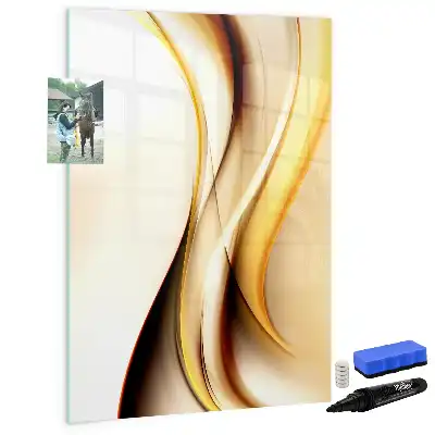 Magnetisk whiteboard med gyldent bølgeabstrakt motiv