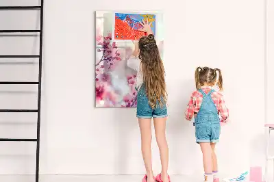 Magnetisk tavle Tørreslette med motiv af forårsblomster
