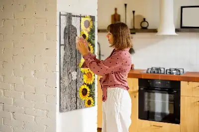 Magnetisk whiteboard motiv af solsikker på træ
