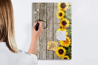Magnetisk whiteboard motiv af solsikker på træ