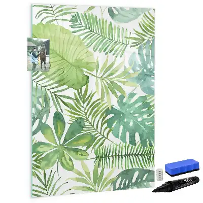 Magnetisk whiteboard med akvarelblade-motiv