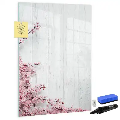 Magnetisk opslagstavle med motiv af blomster på træ