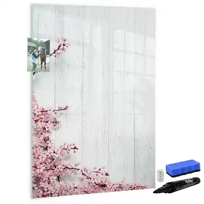 Magnetisk opslagstavle med motiv af blomster på træ