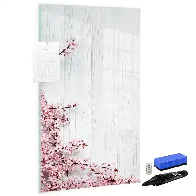 Magnetisk opslagstavle med motiv af blomster på træ