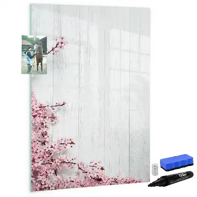Magnetisk opslagstavle med motiv af blomster på træ