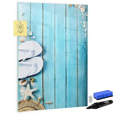 Magnetisk whiteboard i blå strand-design