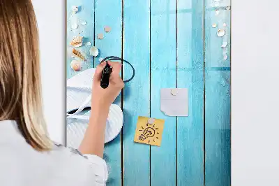 Magnetisk whiteboard i blå strand-design