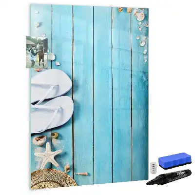 Magnetisk whiteboard i blå strand-design