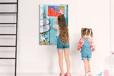 Magnetisk whiteboard i blå strand-design
