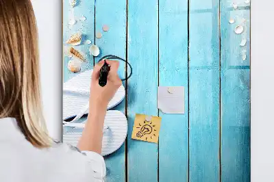Magnetisk whiteboard i blå strand-design