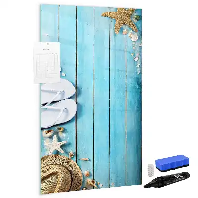 Magnetisk whiteboard i blå strand-design