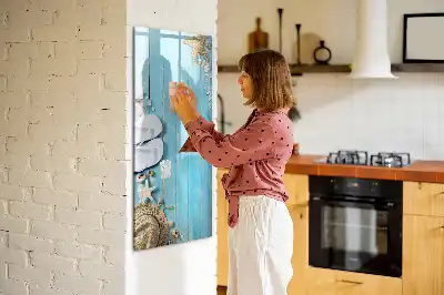Magnetisk whiteboard i blå strand-design