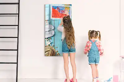 Magnetisk whiteboard i blå strand-design