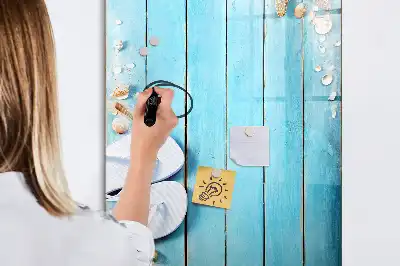 Magnetisk whiteboard i blå strand-design