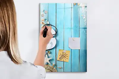 Magnetisk whiteboard i blå strand-design