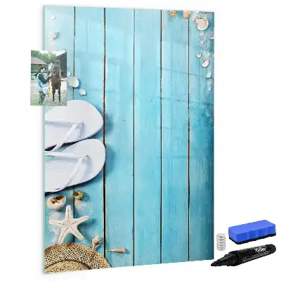 Magnetisk whiteboard i blå strand-design