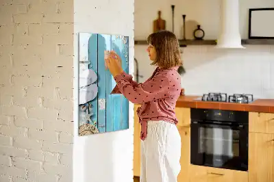 Magnetisk whiteboard i blå strand-design