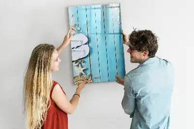 Magnetisk whiteboard i blå strand-design