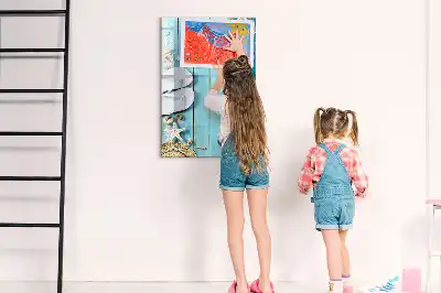 Magnetisk whiteboard i blå strand-design