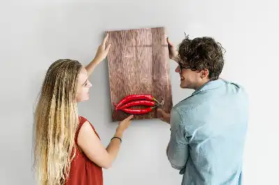 Magnetisk tørretavle med chili på træbræt