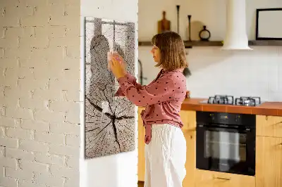 Magnetisk opslagstavle Tørreslette med motiv af tværsnit af en træstamme