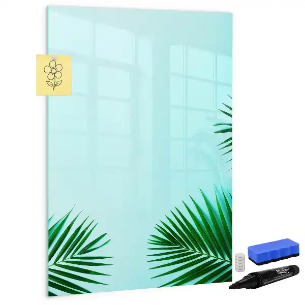 Magnetisk whiteboard med motiv af eksotiske blade